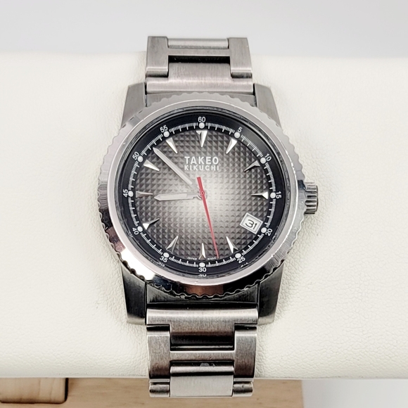 Takeo Kikuchi TK-20B8 Quartz Men’s Watch Textured Grey Dial Date Japan